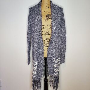 Aerie Chunky Knit Fair Isle Duster Cardigan Size L